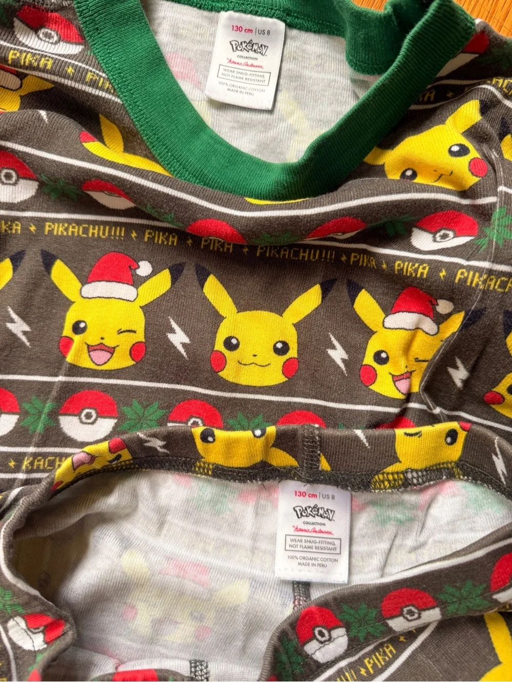 Hanna Andersson Pikachu Holiday Long John pajama set